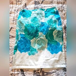 New York & Company Floral Pencil Skirt Size 4 Stretch Cotton Blend